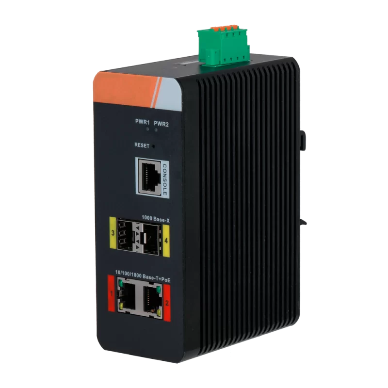 Switch PoE X-Security Carril DIN - 2 puertos PoE RJ45 + 2 SFP - Velocidad 10/100/1000 Mbps - 90W puertos 1-2 / Potenc...