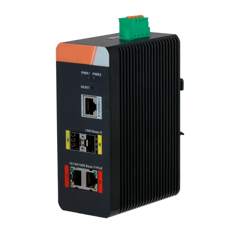 Switch PoE X-Security Carril DIN - 2 puertos PoE RJ45 + 2 SFP - Velocidad 10/100/1000 Mbps - 90W puertos 1-2 / Potenc...