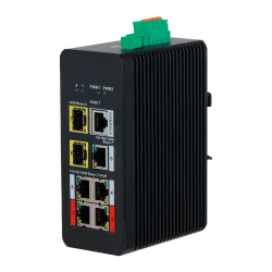 Switch PoE X-Security Carril DIN - 4 puertos PoE RJ45 + 1 puerto RJ45 + 2 SFP - Velocidad 10/100/1000 Mbps - 90W puer...