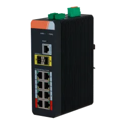 Switch PoE X-Security Carril DIN - 8 puertos PoE RJ45 + 2 puertos SFP - Velocidad 10/100/1000 Mbps - 90W puertos 1-2...