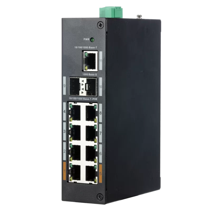 Switch Industrial X-Security - 8 puertos RJ45 + 2 puertos SFP + 1 puerto RJ45 - Velocidad 10/100/1000 Mbps - 2x Puert...