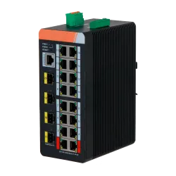 Switch PoE X-Security Carril DIN - 16 puertos PoE RJ45 + 4 puertos SFP - Velocidad 10/100/1000 Mbps - 90W puertos 1-2...