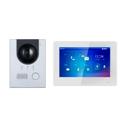 Kit de Videoportero - Tecnología 2 hilos y PoE - Incluye Placa, Monitor, Hub 2 hilos y soporte - App Móvil con P2P - ...