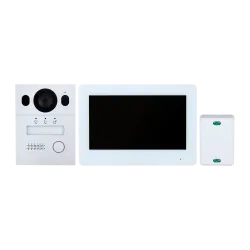 Kit de videoportero - Tecnología 2 hilos analógico con WiFi - Incluye placa, monitor, hub 2 hilos y soporte - App móv...