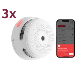 Pack de 3 mini detector de humo autónomo X-Sense - Conexión con HUB SBS50 para comunicación por APP - Permite conecta...