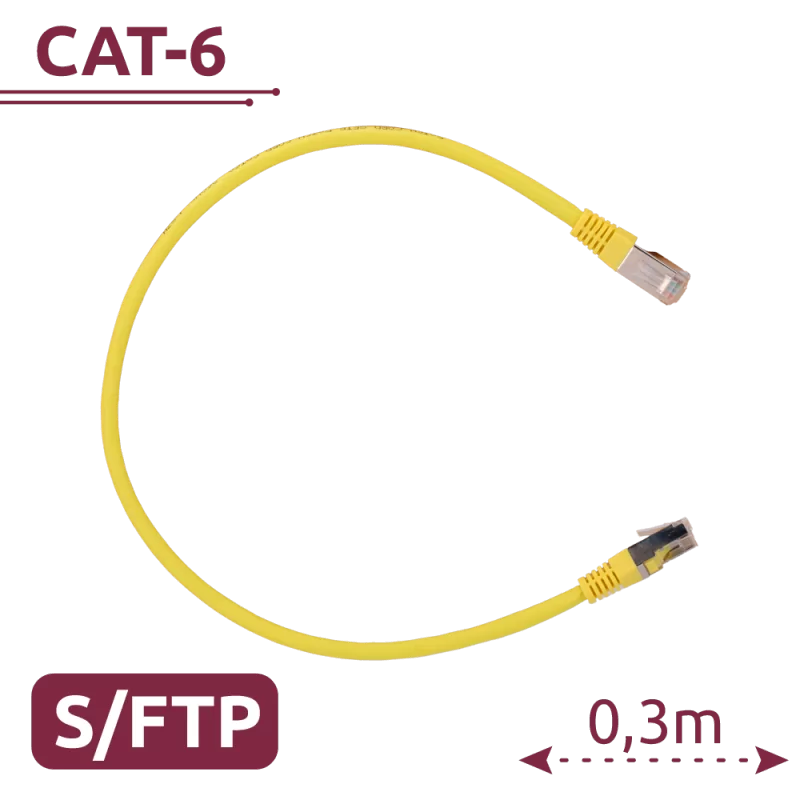 Cable SFTP - Ethernet - Conectores RJ45 - Categoría 6A - 0,3 m - Color amarillo