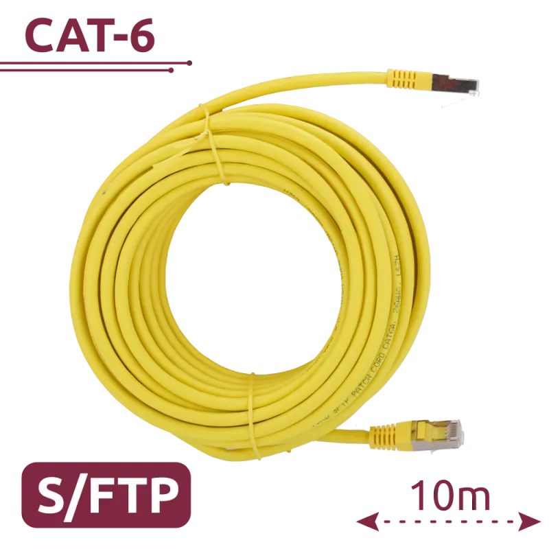 Cable SFTP - Ethernet - Conectores RJ45 - Categoría 6A - 10 m - Color amarillo