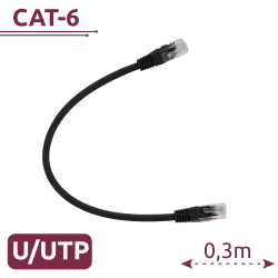 Cable UTP - Ethernet - Conectores RJ45 - Categoría 6 - 0,3 m - Color negro