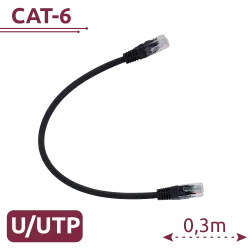 Cable UTP - Ethernet - Conectores RJ45 - Categoría 6 - 0,3 m - Color negro