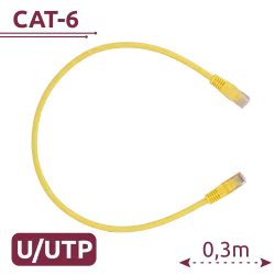 Cable UTP - Ethernet - Conectores RJ45 - Categoría 6 - 0,3 m - Color amarillo