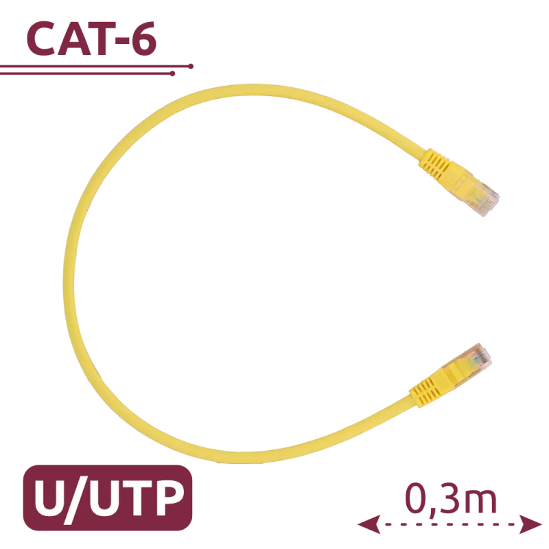 Cable UTP - Ethernet - Conectores RJ45 - Categoría 6 - 0,3 m - Color amarillo