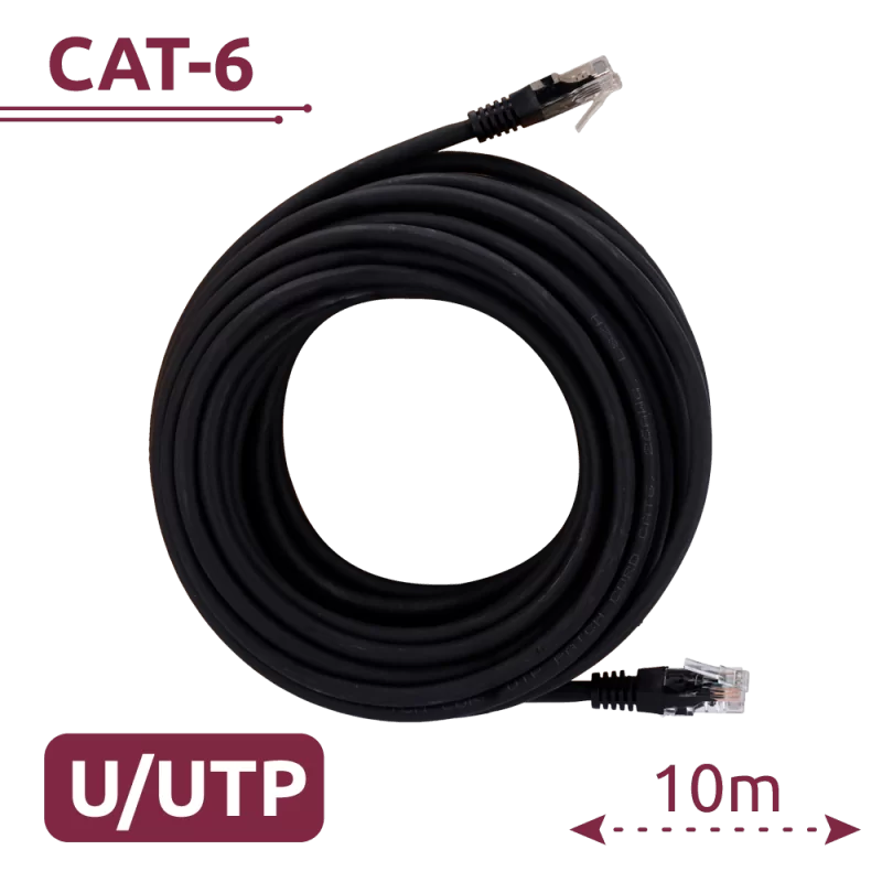 Cable UTP - Ethernet - Conectores RJ45 - Categoría 6 - 10 m - Color negro