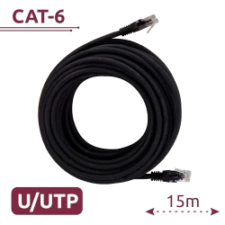 Cable UTP - Ethernet - Conectores RJ45 - Categoría 6 - 15 m - Color negro