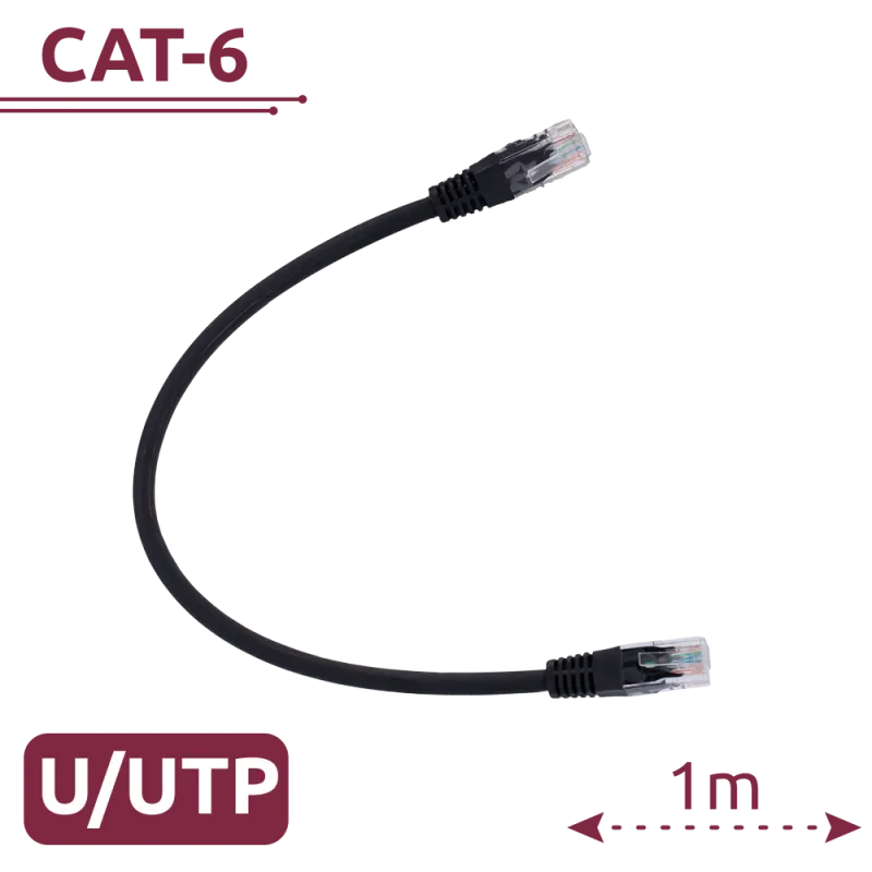 Cable UTP - Ethernet - Conectores RJ45 - Categoría 6 - 1 m - Color negro