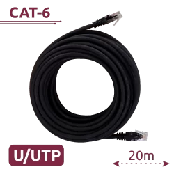 Cable UTP - Ethernet - Conectores RJ45 - Categoría 6 - 20 m - Color negro