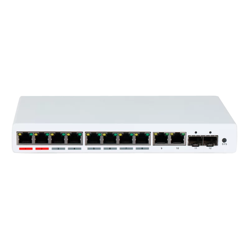 Switch PoE X-Security - 8 puertos PoE + 2 Uplink RJ45 + 2 SFP - Velocidad 10/100/1000 Mbps - 90W puerto 1-2 / 30W pue...