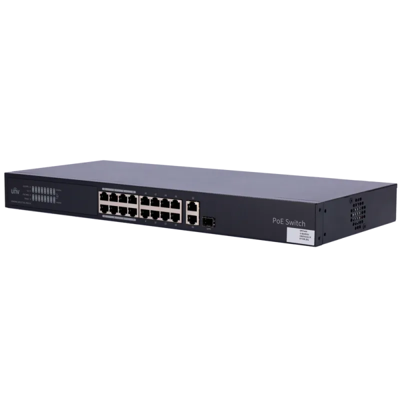 Uniview Switch PoE Cloud Gestionable - 16 PoE802.3af/at + 1 uplink RJ45 +1 uplink Combo - 16 RJ45 10/100/100Mbps + 1 ...