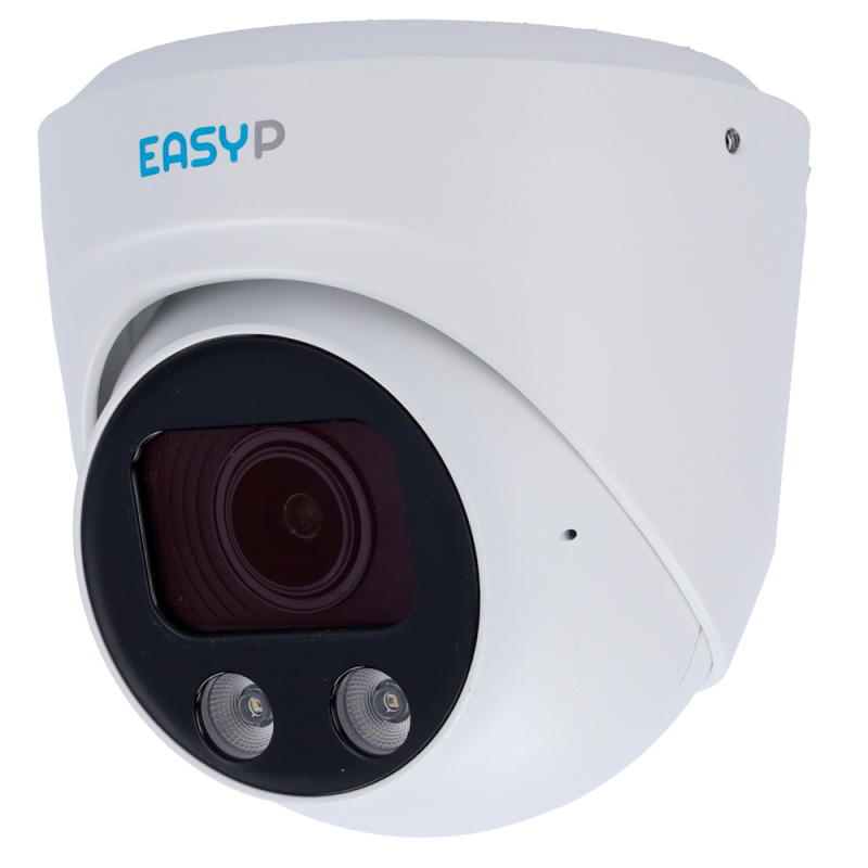 Cámara Turret IP AI EASY-P - 8MP | Lente Motorizada 2.7~13.5 mm - IR 40 m | Luz blanca 30 m | Mic - Instalación Plug ...