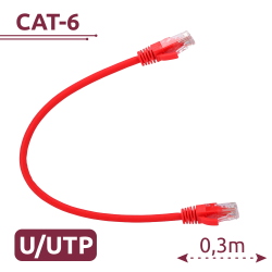 Cable UTP - Ethernet - Conectores RJ45 - Categoría 6 - 0,3 m - Color rojo