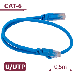 Cable UTP - Ethernet - Conectores RJ45 - Categoría 6 - 0,5 m - Color azul