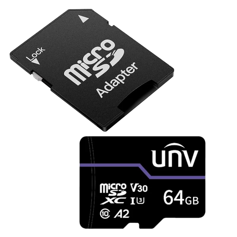 Tarjeta de memoria con adaptador Uniview - microSD | Capacidad 64 GB - Clase 10 | Velocidad escritura 71 MB/s - Hasta...
