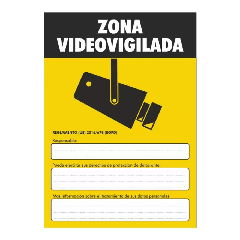 Poster in PVC Zona di videosorveglianza RGPD A4