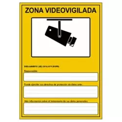 Affiche PVC RGPD vidéosurveillance zone A5