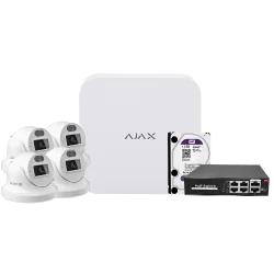 Ajax 8ch NVR Video Surveillance Kit + 4x turret of 4 Mpx Safire + PoE Switch + Hd 1Tb