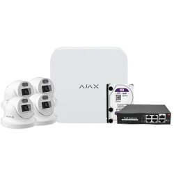 Ajax 8ch NVR Video Surveillance Kit + 4x turret of 4 Mpx Safire + PoE Switch + Hd 1Tb