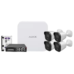 Ajax 8ch NVR-Überwachungskit + 4x Kugel mit 4 Mpx Safire + PoE-Switch + Hd 1 TB